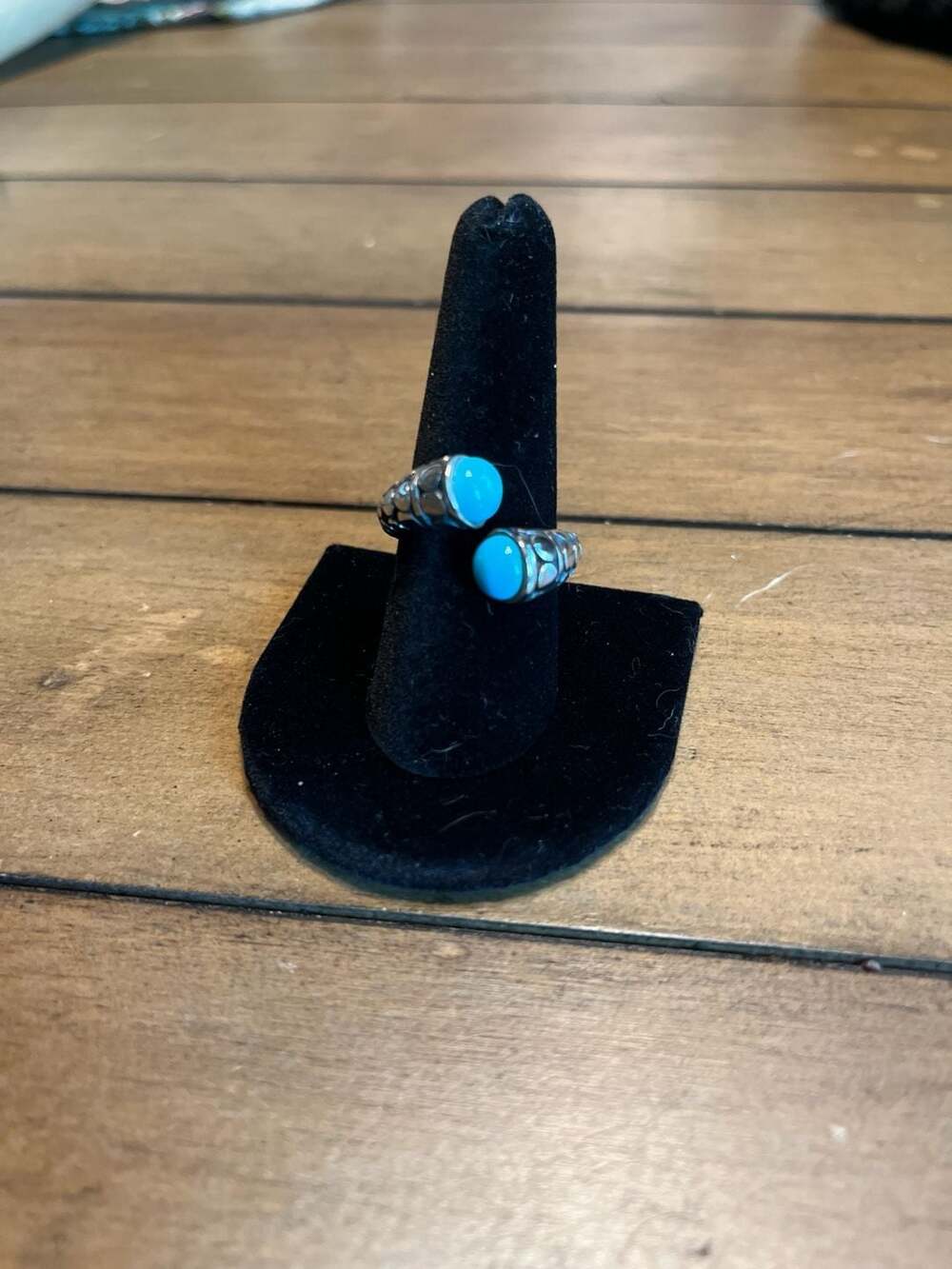 John Hardy Classic Chain Sterling Silver Turquoise Bypass Ring Size 9